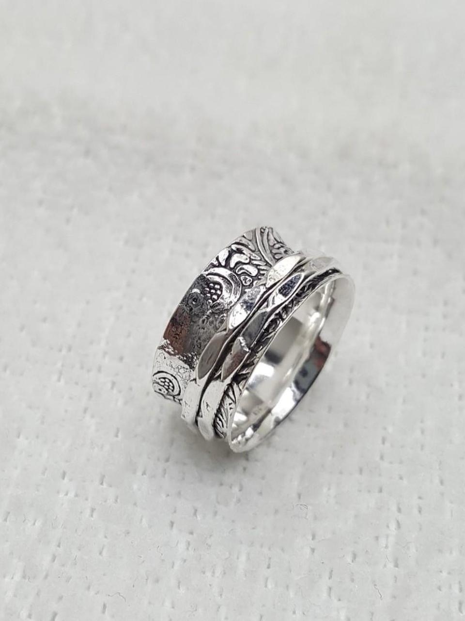 925 Silver Textured Spinner Ring Band